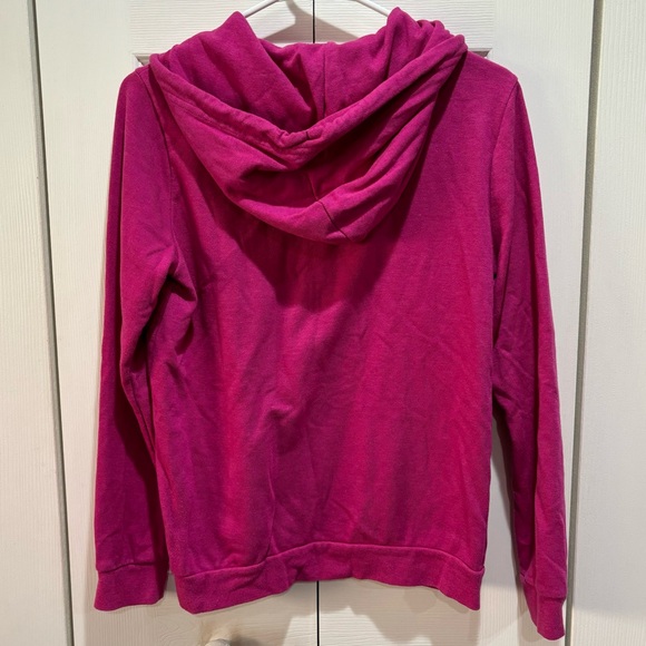 FOREVER 21 Women’s Pink & White Zip Up Hooded Hoodie Sweatshirt Jacket - size S - Picture 2 of 4